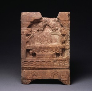 Veneration of the Empty Throne: North India (Mathura, Uttar Pradesh) 100-200 AD Sandstone, carved relief 